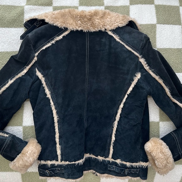 Wilsons Leather — Vintage Navy Blue y2k Suede Leather Jacket - Picture 5 of 8